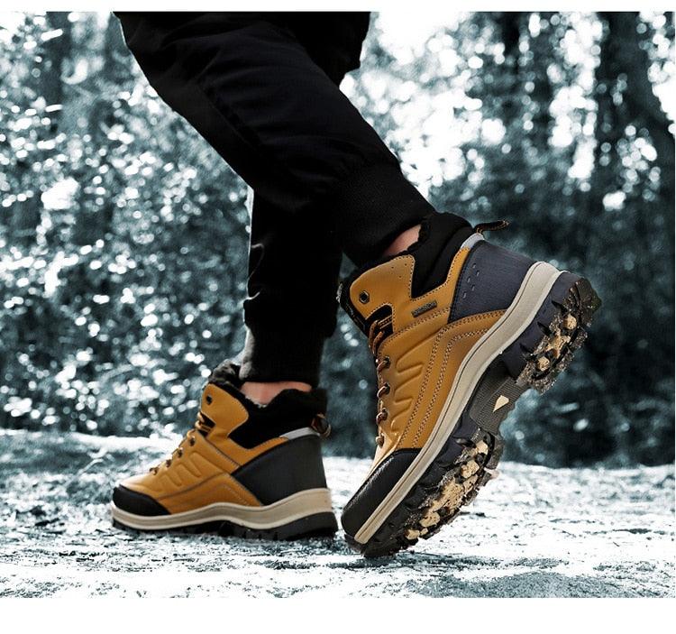 Winter Men's Plush Warm Snow Boots Waterproof Outdoor