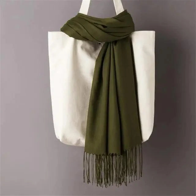 Winter Women Scarf Female Scarves For Women Solid Shawl Wraps For Winter Casual Wear Travel Friendly Wool Tassel Scarf Fashion Solid Color Toddler Soft Warm Scarves