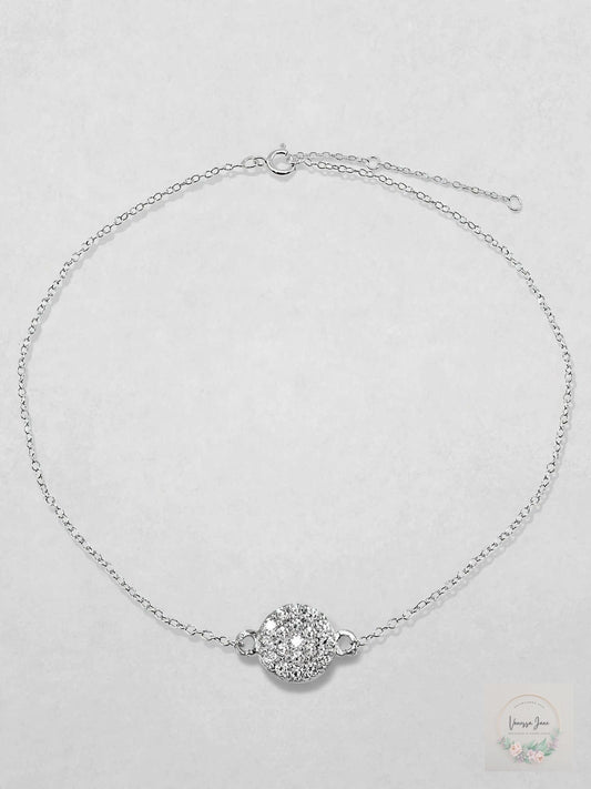 Giani Bernini Cubic Zirconia Pavé Disc Ankle Bracelet in Sterling Silver
