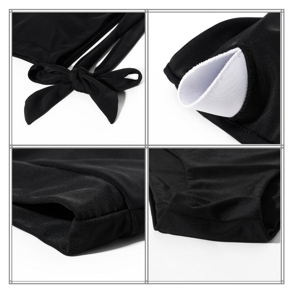 Women Swimsuit Bikini One Shoulder Top High Waist Bottom