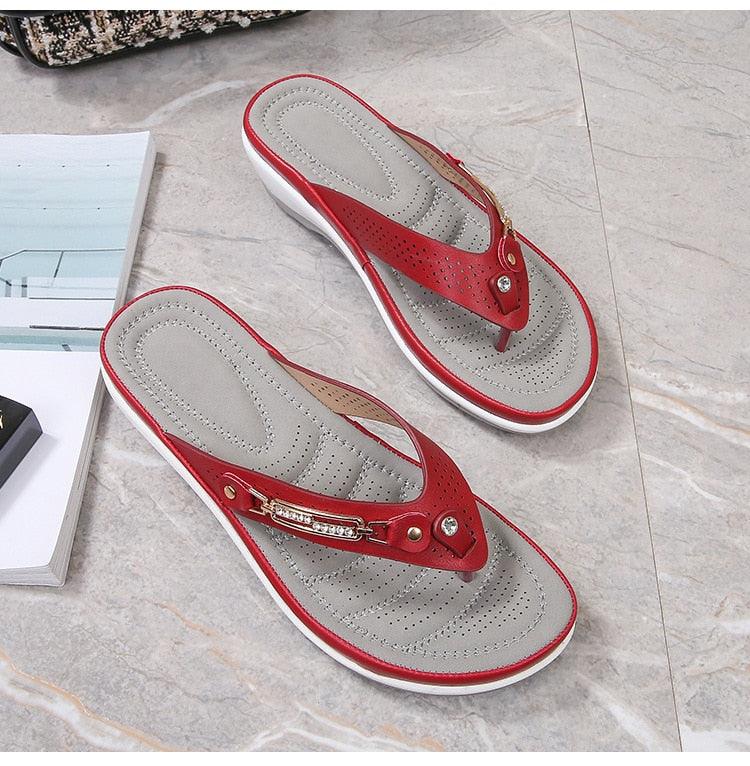 Women's Summer New Fashion Metal Button Slides