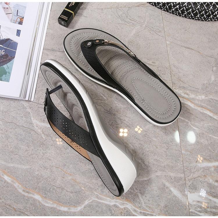 Women's Summer New Fashion Metal Button Slides