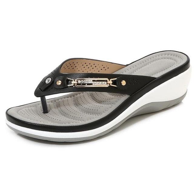 Women's Summer New Fashion Metal Button Slides