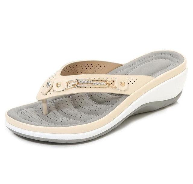 Women's Summer New Fashion Metal Button Slides