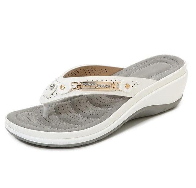 Women's Summer New Fashion Metal Button Slides