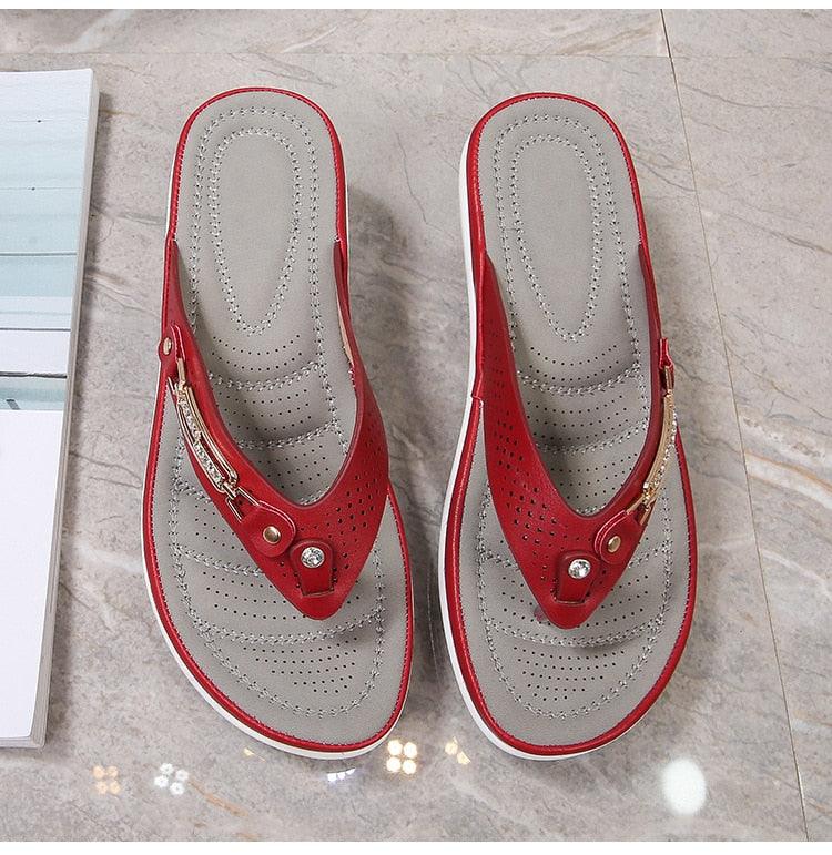 Women's Summer New Fashion Metal Button Slides