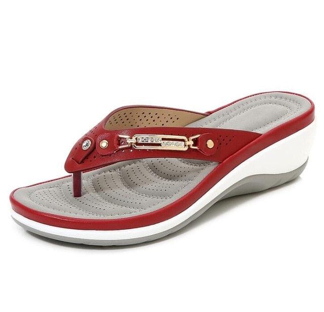 Women's Summer New Fashion Metal Button Slides