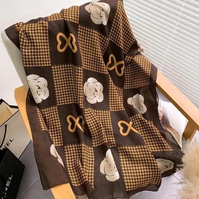 Women Scarf Leopard Print Cotton Large Size Scarfs For Winter Shawls Winter Warm Casual Wear For Women Lovely Floral Tassel Cotton ab Shawls Lady Silk Wraps Scarves