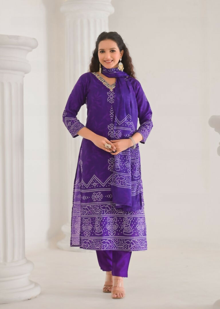 Festive Ethnic French Crepe Blue Stitched Suit With Dupatta - Rashmika