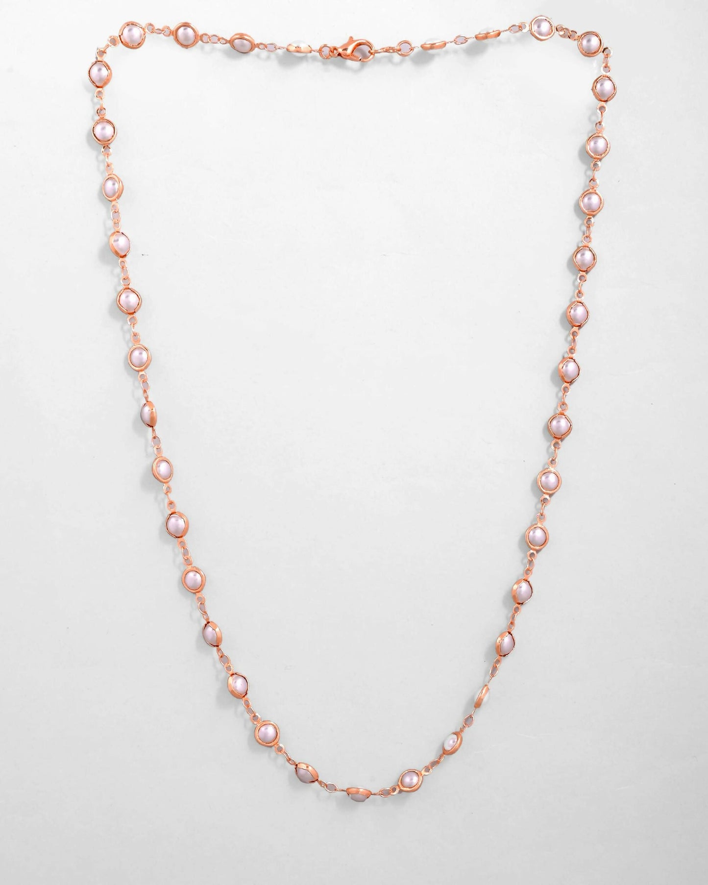 VOJ Gold-Polished Chain For Women With White Pearls
