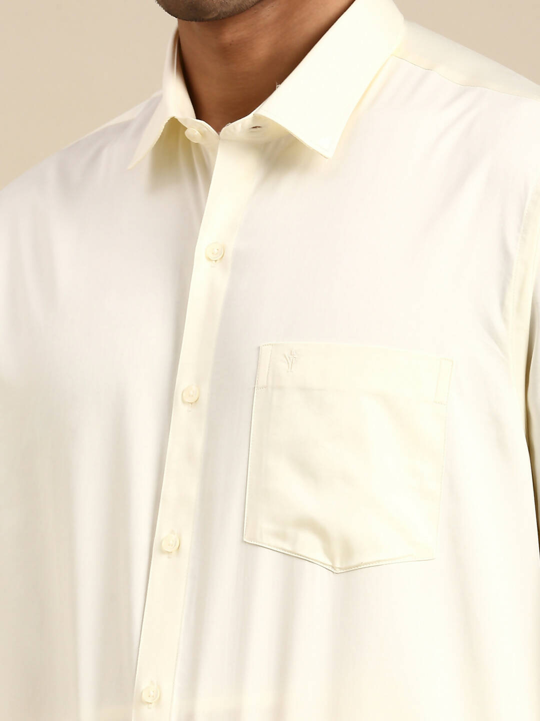 Ramraj Cotton Mens Wedding Cream Regular Dhoti, Shirt & Towel Set Subhakalyan 1/2"