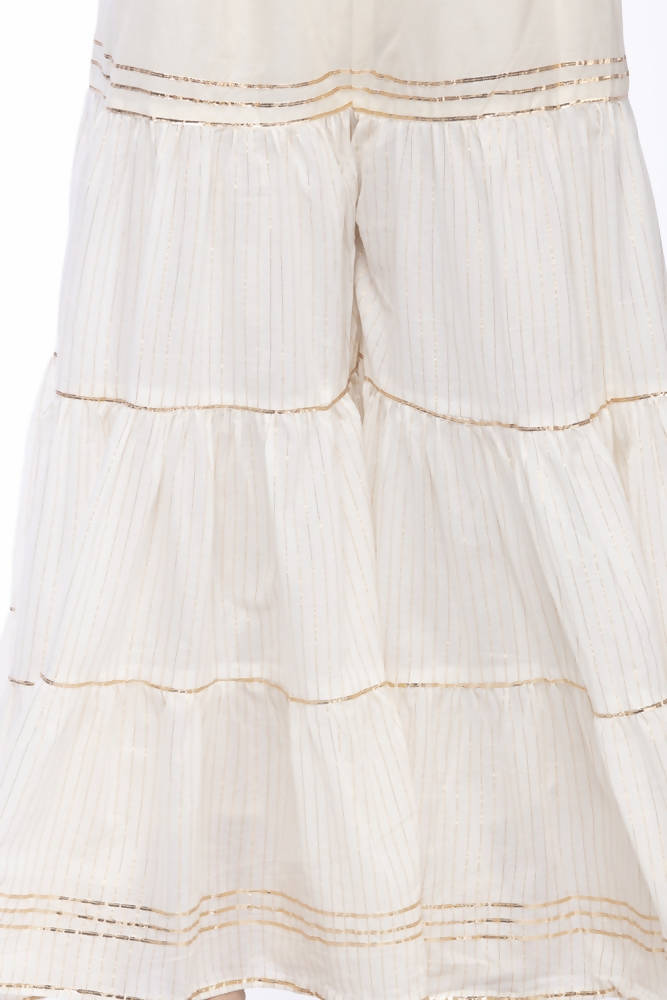 Mominos Fashion Cotton Off White Stripe With Gota Sharara