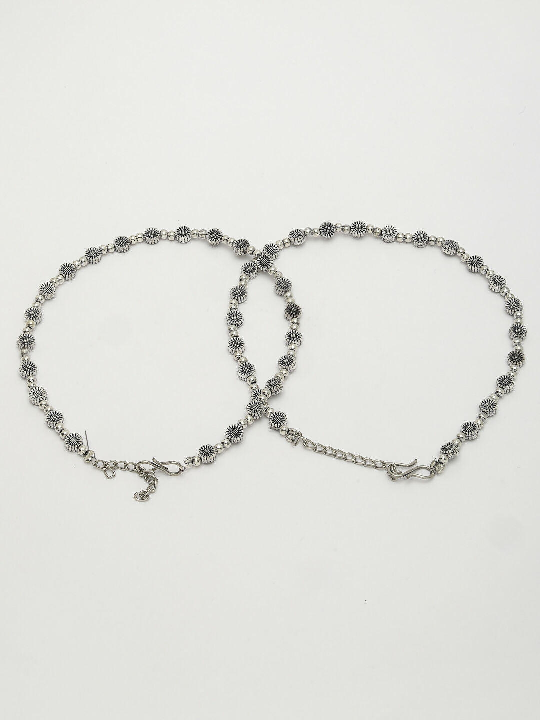 NVR Women's Set of 2 Silver-Plated German Silver Anklets