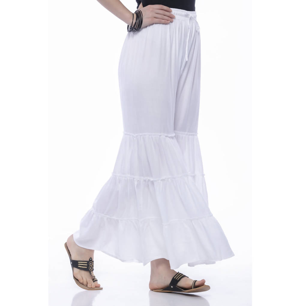 Mominos Fashion Reyon Cotton White Palazzo