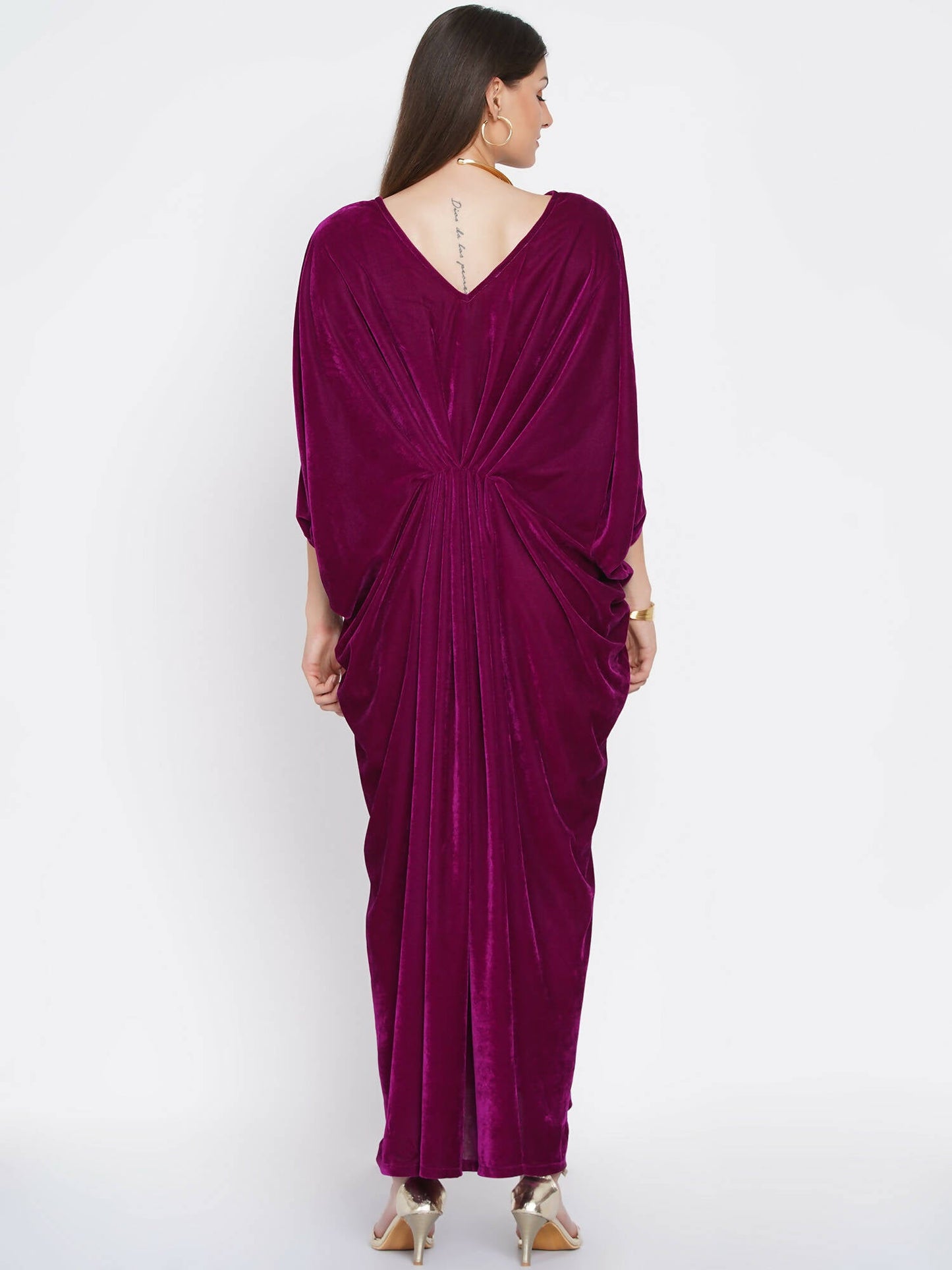Women Republic Wine Velvet Embroiderd Gown