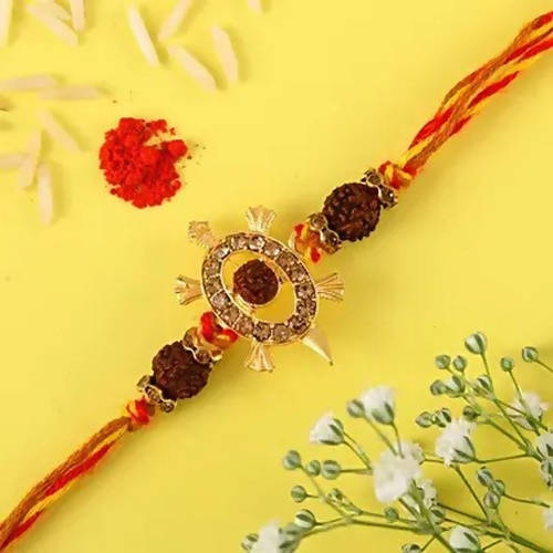 Rudraksha Royal Design Rakhi & Cashew Jar