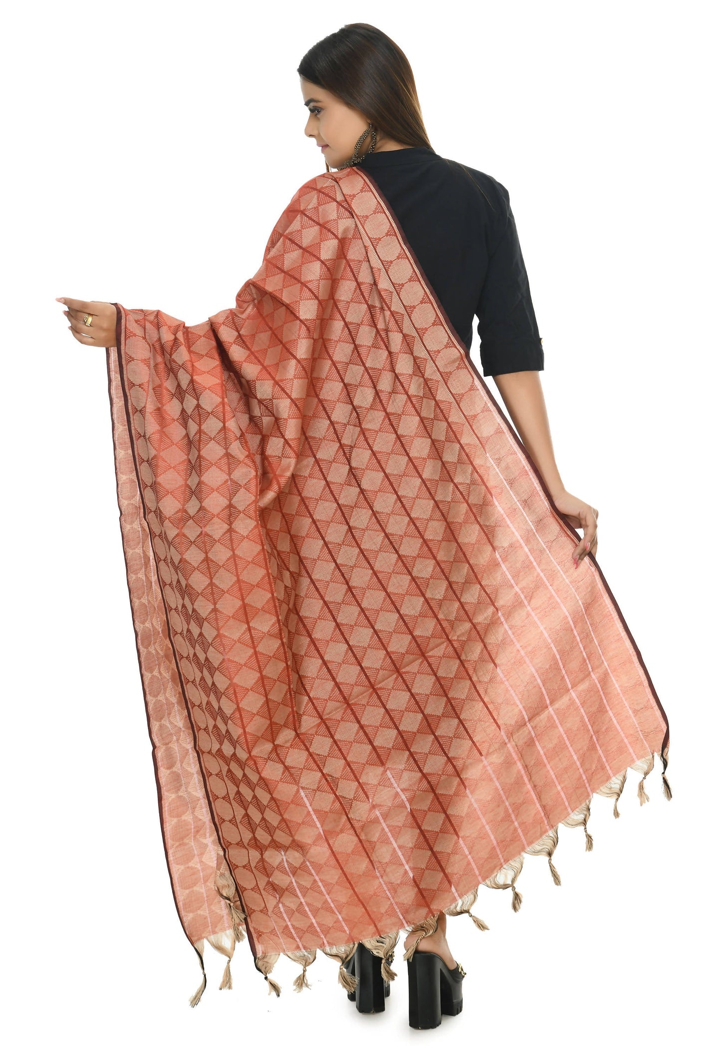 Mominos Fashion Moeza Handloom Cotton Red Dupatta