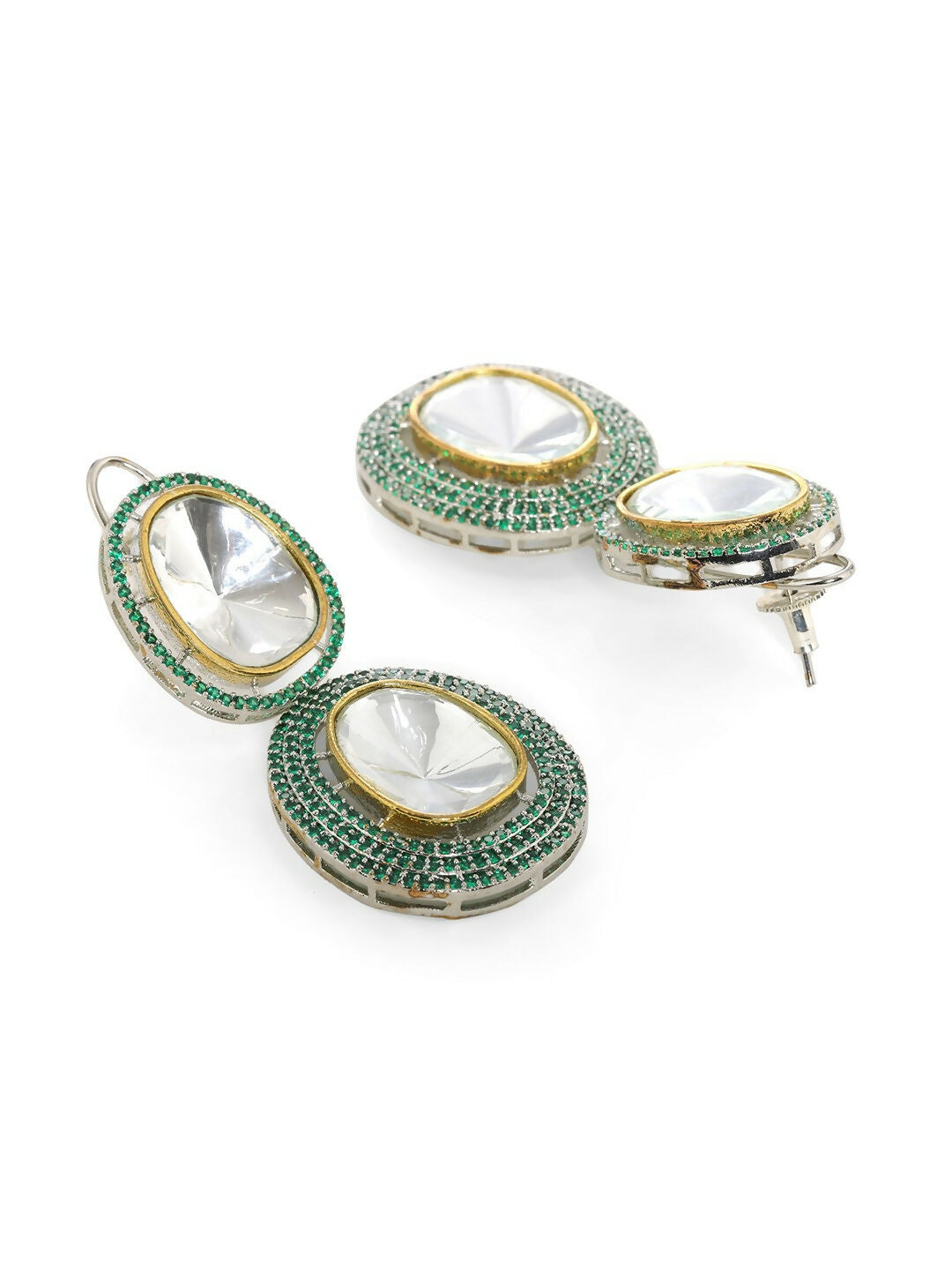 Green Dual Earrings- Ruby Raang